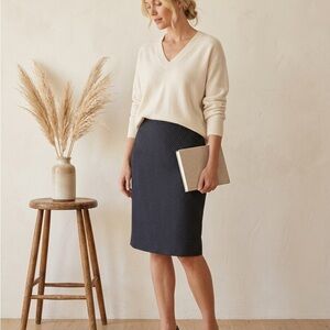 Classic Navy Pencil Skirt - Women's Tailored Work Skirt by Le Suit Sz 4P